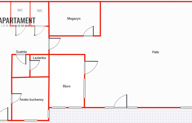 Hala z biurami, placem i mieszkaniem na piętrze