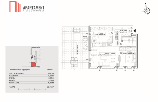Unikatowe mieszkanie  59m2 + taras 38m2!!