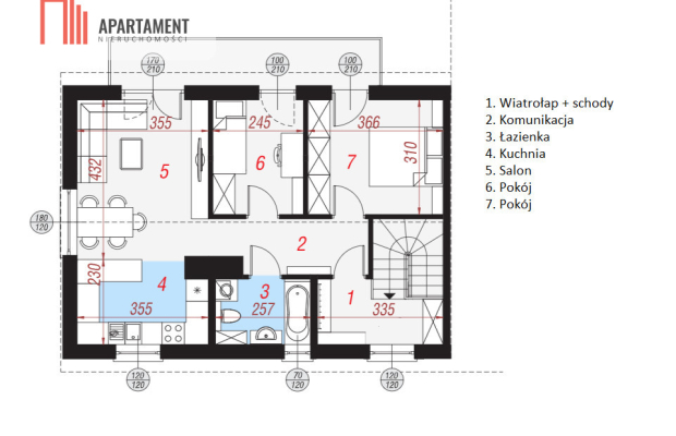 4 pokoje/92 m²/bez pcc/I piętro