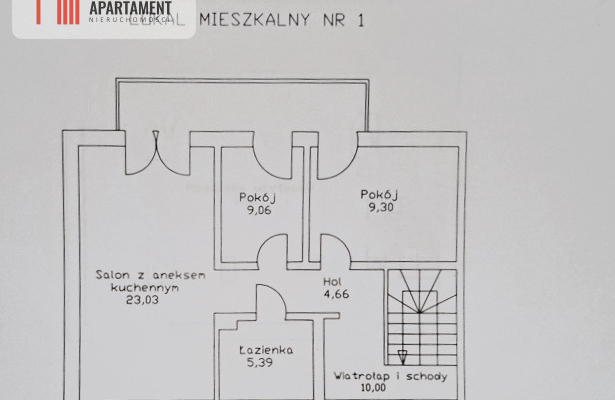 4 pokoje/92 m²/bez pcc/I piętro