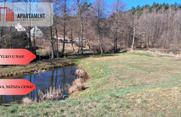 Duża Działka z domem w budowie z dostępem do rzeki