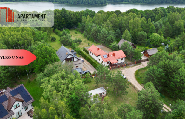 Działka budowlana zadrzewiona las jezioro