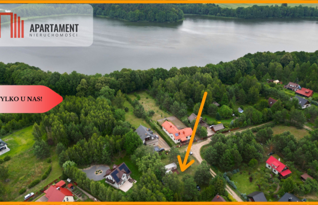 Działka budowlana zadrzewiona las jezioro