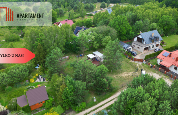 Działka budowlana zadrzewiona las jezioro