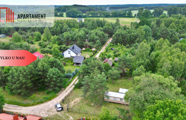 Działka budowlana zadrzewiona las jezioro