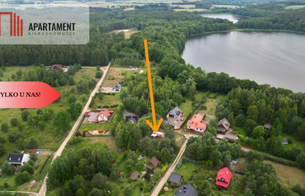 Działka budowlana zadrzewiona las jezioro