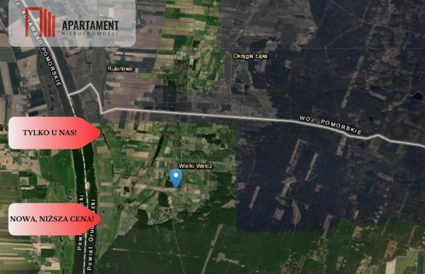 Działki rolne Wielki Wełcz blisko Grudziądz
