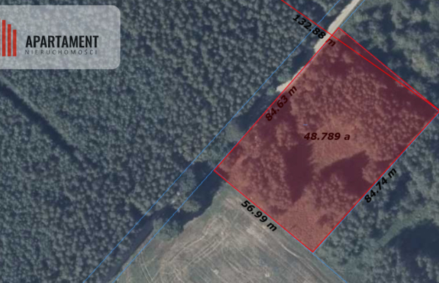 malownicza działka w Chełmżycy k. Iławy – 49 arów