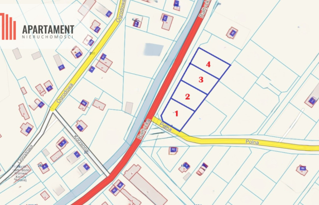 4 działki mieszkaniowo- usługowe