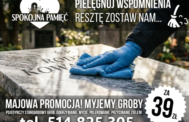 Sprzątanie, mycie, pielęgnacja, konserwacja, nagrobek, grób, Toruń
