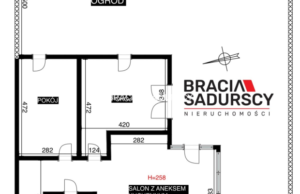 3 pokoje, 68m², ogród, garaż, Bronowice 