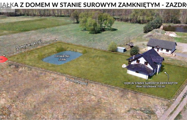 * Dom na dużej działce ze stawem Zazdrość Szubin