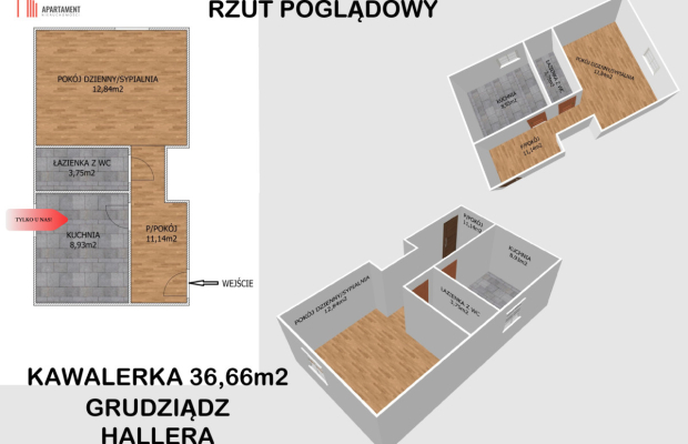 * Ustawna kawalerka 36,7m2 z dużą kuchnią