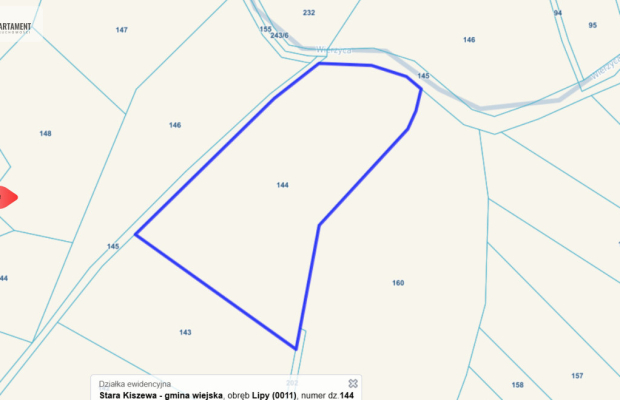 Działka 1,33 ha Nad rzeką WIERZYCA-LIPY-STRUGA!