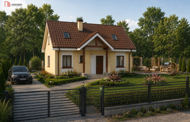 Działka z projektem przy lesie i jeziorze–Kornelin
