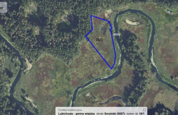 Działka 1,140 ha przy lesie Nad rzeką Wdą-Smolniki
