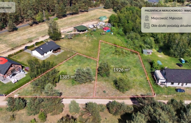 Działki 1385 m² i 1926 m² w leśnej otulinie z WZ