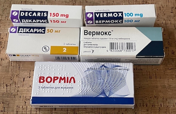Vermox, Mebendazol, Wormil, (Zentel), Albendazol, Decaris, Iwermektyna, Ivermectin, Enterogel