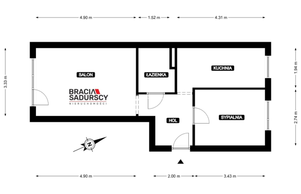 na sprzedaż 45m2 / 2 pokoje / przy parku