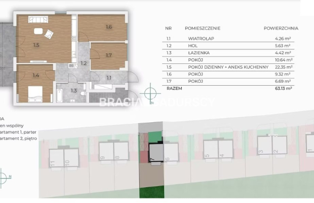 4 pok 63m2 /balko/ogródek/ 2 m.postojowe