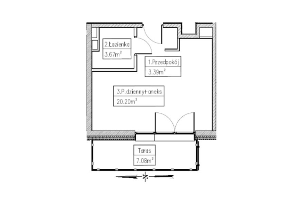 Kawalerka balkon, wnęka sypialniana, m. post.