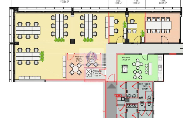Mokotów: lokal biurowy 306 m2 do wynajęcia