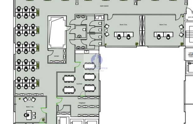 Mokotów: lokal biurowo-usługowy 536,10 m2 do wynajęcia