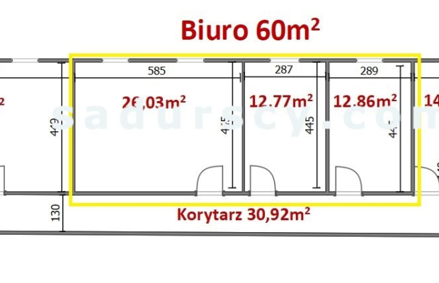 Biuro 60m2 z klimatyzacją, na pierwszym piętrze w Piasecznie, okolice Józefosławia.     
 
  Trzy pokoje biurowe z oknami od za