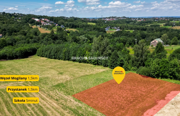 6 arów budowlanej, piękna panorama, Mogilany