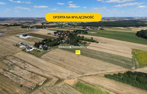 Duża działka inwestycyjna pod Krakowem - 1,5 km od S7 (węzeł Widoma) | Potencjał przekształcenia | Opcja zakupu 8 414 m² gruntu