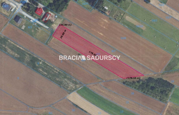 Duża działka inwestycyjna pod Krakowem - 1,5 km od S7 (węzeł Widoma) | Potencjał przekształcenia | Opcja zakupu 8 414 m² gruntu