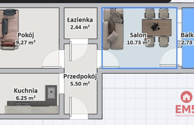 Idealne 2 pokoje 1 piętro 51m2