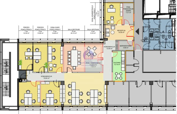 Mokotów: lokal biurowy 322 m2 do wynajęcia