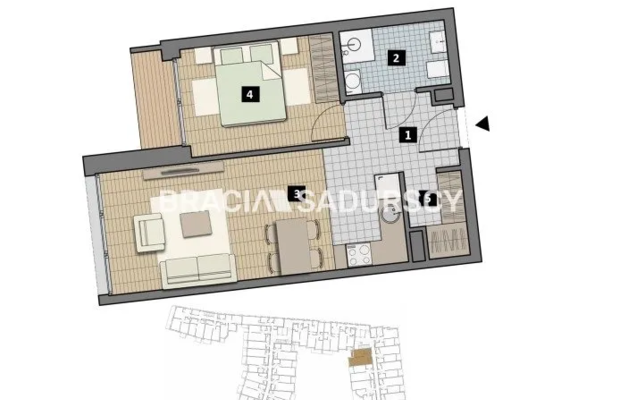 Dostępne mieszkania od 25m2 do 63m2. 