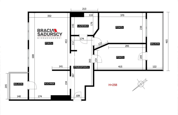 3 pok 51 m2  dwa balkony / Dębniki Ruczaj 