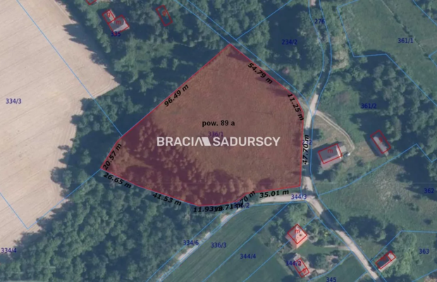 Działka budowlana 8900 m2 Poręba Żegoty