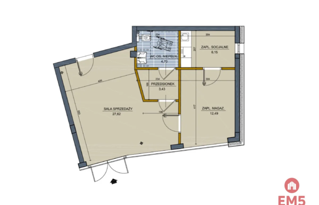 Nowy lokal 54m2 parter, centrum