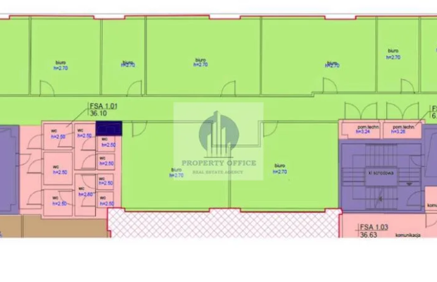 Mokotów: lokal biurowo-usługowy 459 m2 do wynajęcia