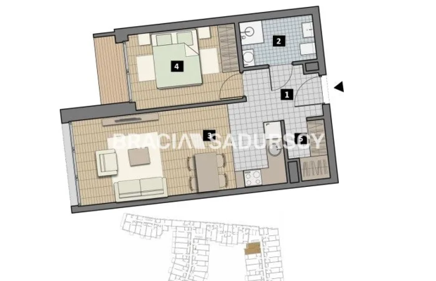 Dostępne mieszkania od 25m2 do 63m2. 