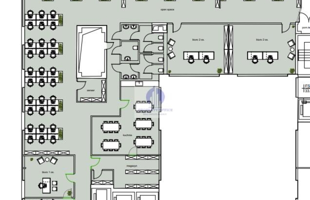 Mokotów: lokal biurowo-usługowy 536,10 m2 do wynajęcia