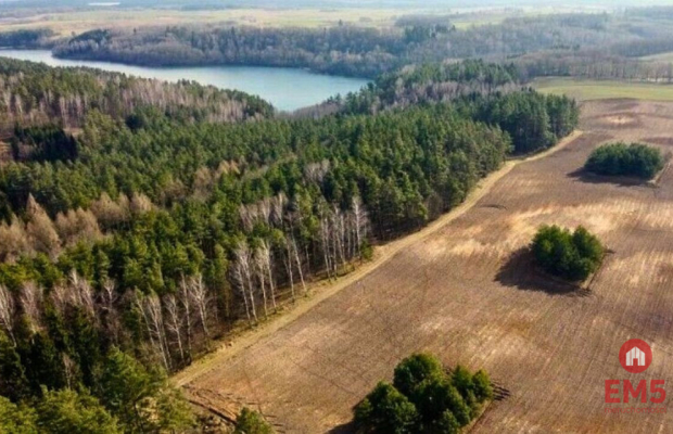 Mazury, jezioro Garbas, duża działka.