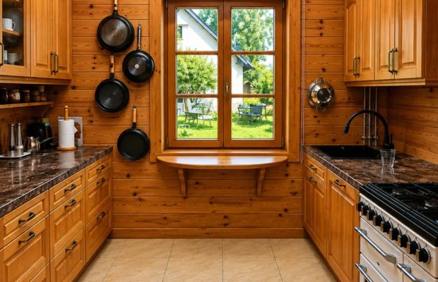 Drewniany dom premium nad stawem | 1 ha | Sauna |