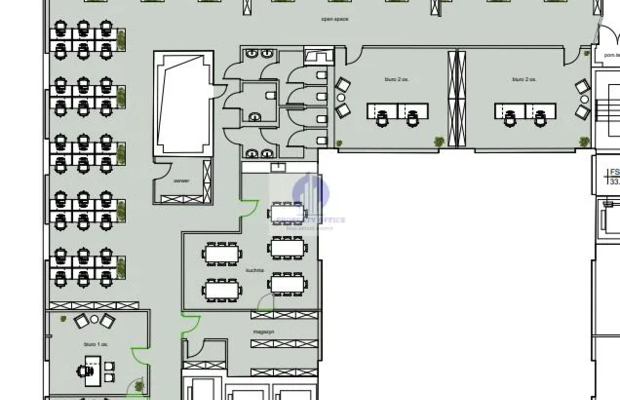 Mokotów: lokal biurowo-usługowy 536,10 m2 do wynajęcia