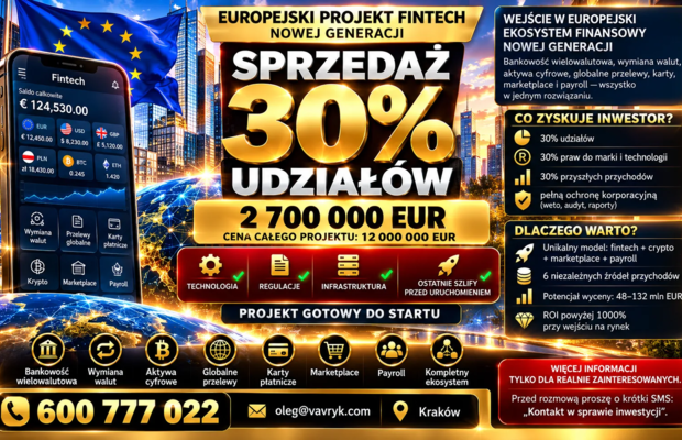Sprzedaż 30% udziałów — 2 700 000 EUR