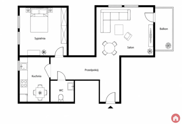 2 pokoje | 41,5 m² | 2 klimatyzacje | Balkon