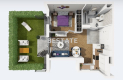 2 pokoje z tarasem i ogrodem, apartamenty Widzew