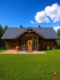 Drewniany dom premium nad stawem | 1 ha | Sauna |