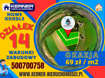 Działka Numer 1/5  o Powierzchni 856 m2 w Kompleksie 14 Działek wydane Warunki Zabudowy Długołęka k/ Nowogardu OKAZJA