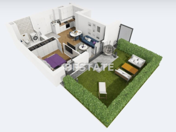 2 pokoje z tarasem i ogrodem, apartamenty Widzew