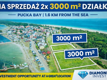 Działki inwest 1,6 km do Zatoka Pucka Hel